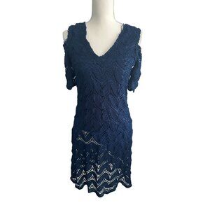 1STATE Navy Blue Lace Cold Shoulder Dress Size Small